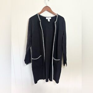 Magaschoni black knit duster cardigan sweater jacket size M